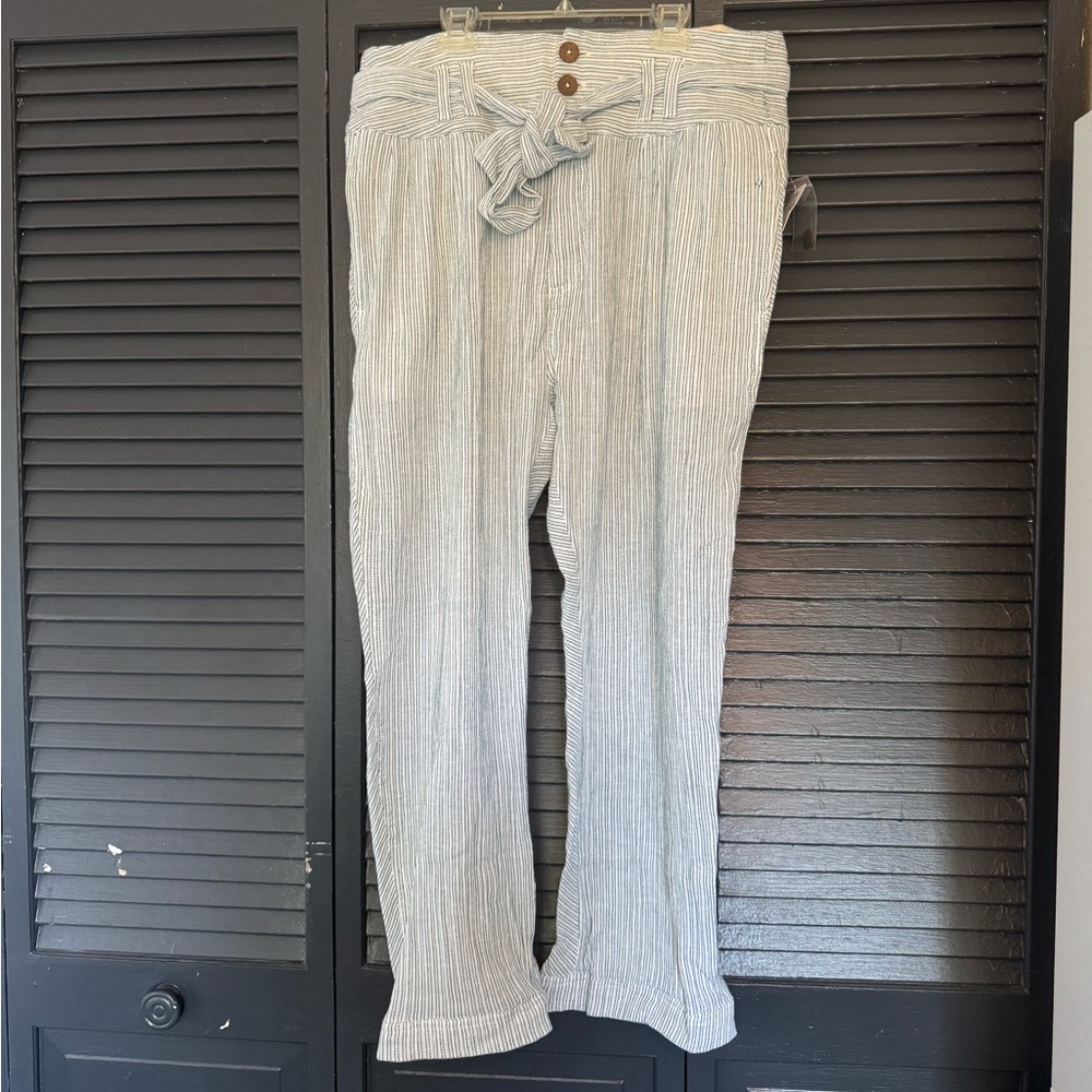 Free People / Green striped / cotton high waisted pants
